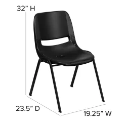 Flash Furniture HERCULES Series Plastic Shell Stack Chair, Black (RUTEO1BK)