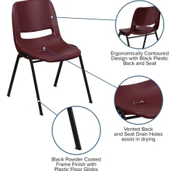 Flash Furniture HERCULES Series Plastic Shell Stack Chair, Burgundy/Black (RUTEO1BY)