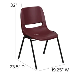 Flash Furniture HERCULES Series Plastic Shell Stack Chair, Burgundy/Black (RUTEO1BY)
