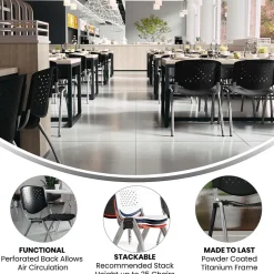 Flash Furniture HERCULES Series Plastic Stack Chair, Black (RUTF01ABK)