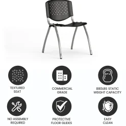 Flash Furniture HERCULES Series Plastic Stack Chair, Black (RUTF01ABK)
