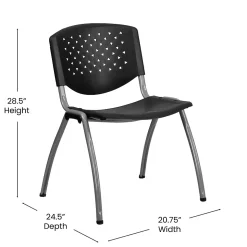 Flash Furniture HERCULES Series Plastic Stack Chair, Black (RUTF01ABK)