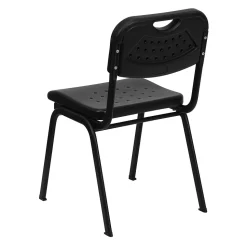 Flash Furniture HERCULES Series Plastic Stack Chair with Open Back, Black (RUTGK01BK)