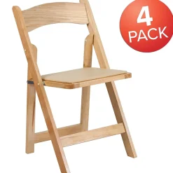 Flash Furniture HERCULES™ Wood Armless Folding Chair, Natural, 4/Pack (4XF2903NATURAL)