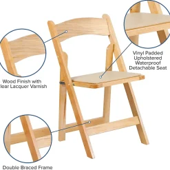 Flash Furniture HERCULES™ Wood Armless Folding Chair, Natural, 4/Pack (4XF2903NATURAL)