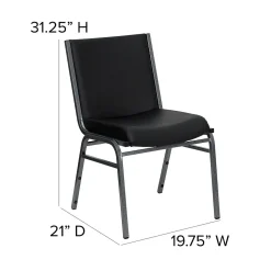 Flash Furniture HERCULES Series Vinyl Stack Chair, Black (XU60153BKVYL)