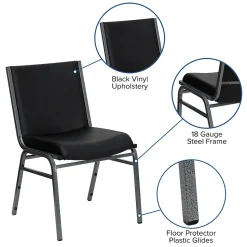 Flash Furniture HERCULES Series Vinyl Stack Chair, Black (XU60153BKVYL)