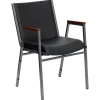 Flash Furniture HERCULES Series Vinyl Stack Chair with Arms, Black (XU60154BKVYL)