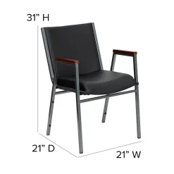 Flash Furniture HERCULES Series Vinyl Stack Chair with Arms, Black (XU60154BKVYL)