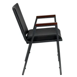Flash Furniture HERCULES Series Vinyl Stack Chair with Arms, Black (XU60154BKVYL)