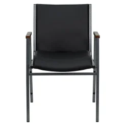 Flash Furniture HERCULES Series Vinyl Stack Chair with Arms, Black (XU60154BKVYL)