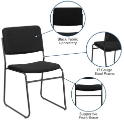 Flash Furniture HERCULES Series Fabric Stacking Chair with Sled Base, Black (XU8700BLKB30)