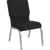 Flash Furniture HERCULES Series Fabric Stacking Church Chair, Black/Silver Vein Frame (XUCH60096BKSV)