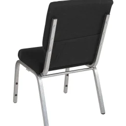 Flash Furniture HERCULES Series Fabric Stacking Church Chair, Black/Silver Vein Frame (XUCH60096BKSV)