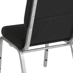 Flash Furniture HERCULES Series Fabric Stacking Church Chair, Black/Silver Vein Frame (XUCH60096BKSV)