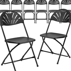 Flash Furniture HERCULES Series 800 lb. Capacity Plastic Fan Back Folding Chair 8/Pack (8LEL4BK)