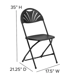Flash Furniture HERCULES Series 800 lb. Capacity Plastic Fan Back Folding Chair 8/Pack (8LEL4BK)