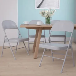 Flash Furniture HERCULES Series Metal Folding Chair, Gray, 4/Pk (4BDF002GY)