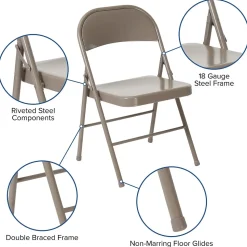 Flash Furniture HERCULES Series Metal Folding Chair, Gray, 4/Pk (4BDF002GY)