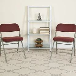 Flash Furniture HERCULES Series Fabric Folding Chair, Burgundy, 2/Pack (2AWMC320AFBG)