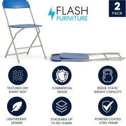Flash Furniture HERCULES Series Plastic Banquet/Reception Chair, Blue, 2/Pack (2LEL3BLUE)