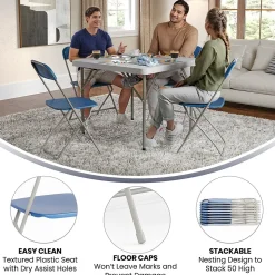 Flash Furniture HERCULES Series Plastic Banquet/Reception Chair, Blue, 2/Pack (2LEL3BLUE)