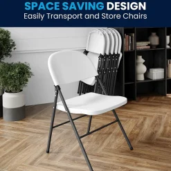 Flash Furniture HERCULES Series Plastic Folding Chair, White, 2/Pack (2DADYCD50WH)