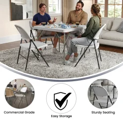 Flash Furniture HERCULES Series Plastic Folding Chair, White, 2/Pack (2DADYCD50WH)