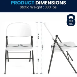 Flash Furniture HERCULES Series Plastic Folding Chair, White, 2/Pack (2DADYCD50WH)