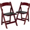Flash Furniture HERCULES Series Wood Folding Chair, Mahogany/Black, 2/Pack (2XF2903MAHWOOD)