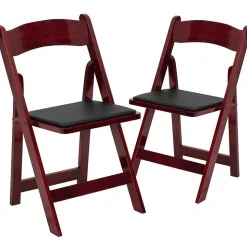 Flash Furniture HERCULES Series Wood Folding Chair, Mahogany/Black, 2/Pack (2XF2903MAHWOOD)