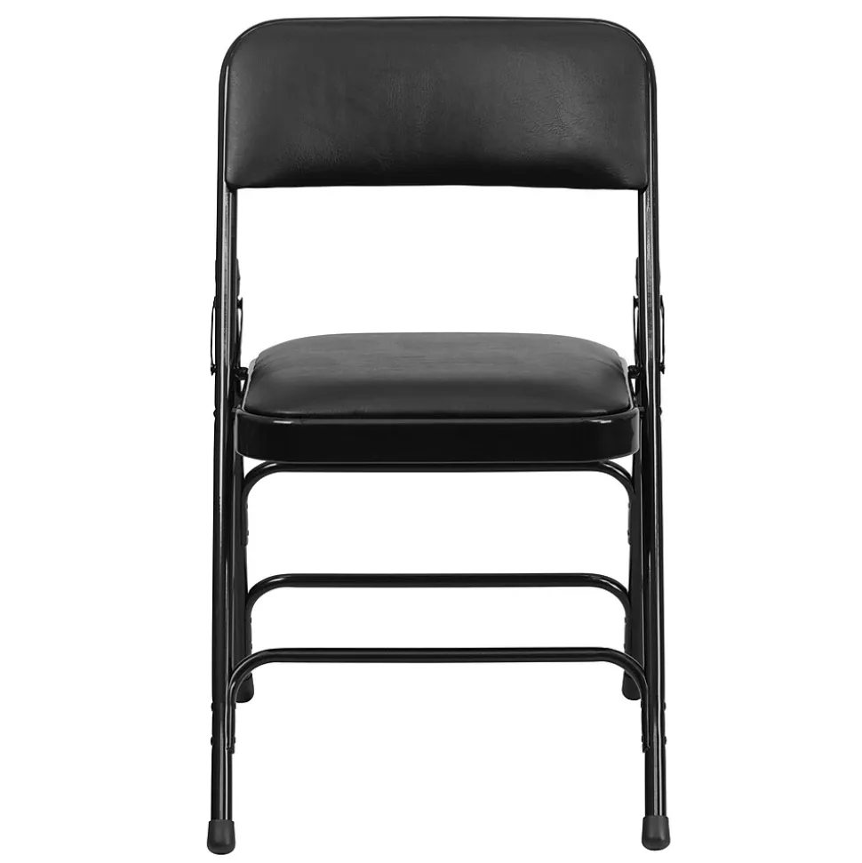 Flash Furniture HERCULES Series Vinyl Folding Chair, Black, 2/Pack (2HAMC309AVBK)