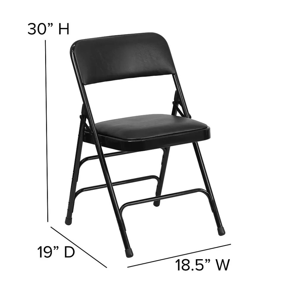 Flash Furniture HERCULES Series Vinyl Folding Chair, Black, 2/Pack (2HAMC309AVBK)