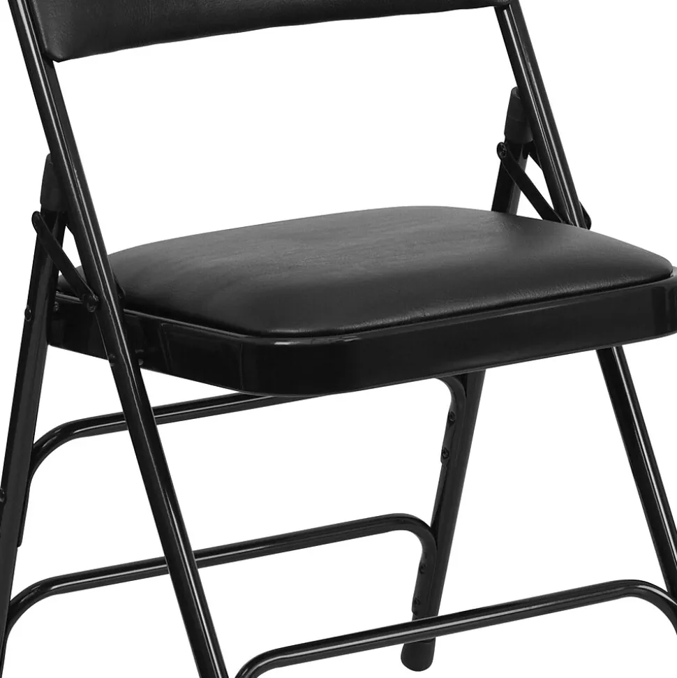 Flash Furniture HERCULES Series Vinyl Folding Chair, Black, 2/Pack (2HAMC309AVBK)