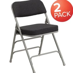 Flash Furniture HERCULES Series Fabric Folding Chair, Black, 2/Pack (2AWMC320AFBK)