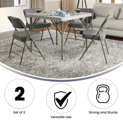 Flash Furniture HERCULES Series Fabric Folding Chair, Gray, 2/Pack (2HAMC320AFGRY)