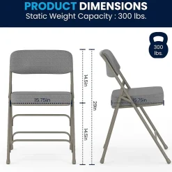 Flash Furniture HERCULES Series Fabric Folding Chair, Gray, 2/Pack (2HAMC320AFGRY)