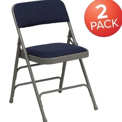 Flash Furniture HERCULES Series Fabric Folding Chair, Navy Blue, 2/Pack (2HAMC309AFNVY)