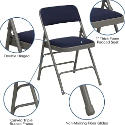 Flash Furniture HERCULES Series Fabric Folding Chair, Navy Blue, 2/Pack (2HAMC309AFNVY)