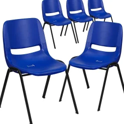 Flash Furniture HERCULES Series Plastic Kid's Shell Stack Chair, Navy/Black, 5 Pack (5RUT16NVYBK)