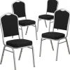 Flash Furniture HERCULES Series Fabric Banquet Stacking Chair, Black/Silver Frame, 4 Pack (4FDC01S11)