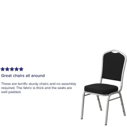 Flash Furniture HERCULES Series Fabric Banquet Stacking Chair, Black/Silver Frame, 4 Pack (4FDC01S11)