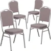 Flash Furniture HERCULES Series Fabric Banquet Stacking Chair, Gray Dot/Silver Frame, 4 Pack (4FDC01S6)