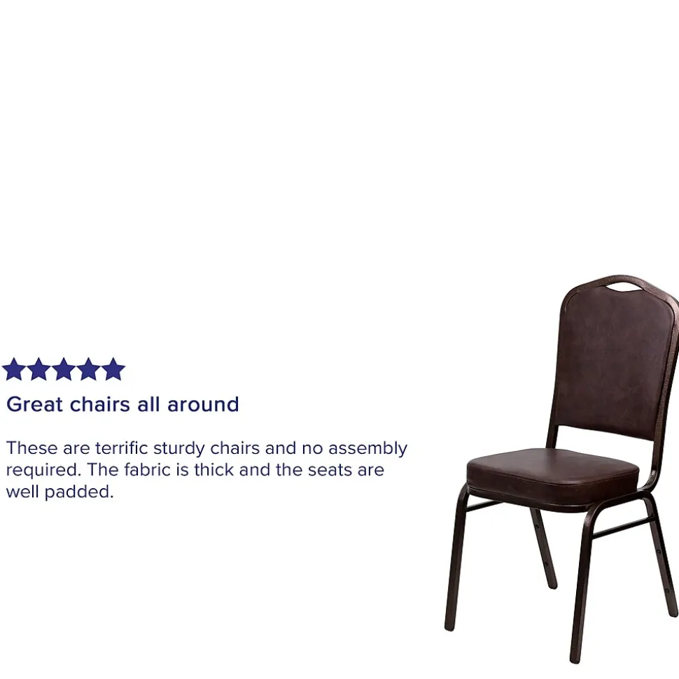 Flash Furniture HERCULES Series Vinyl Banquet Stacking Chair, Brown/Copper Vein Frame, 4 Pack (4FDC01CPRBRNVY)