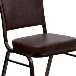 Flash Furniture HERCULES Series Vinyl Banquet Stacking Chair, Brown/Copper Vein Frame, 4 Pack (4FDC01CPRBRNVY)