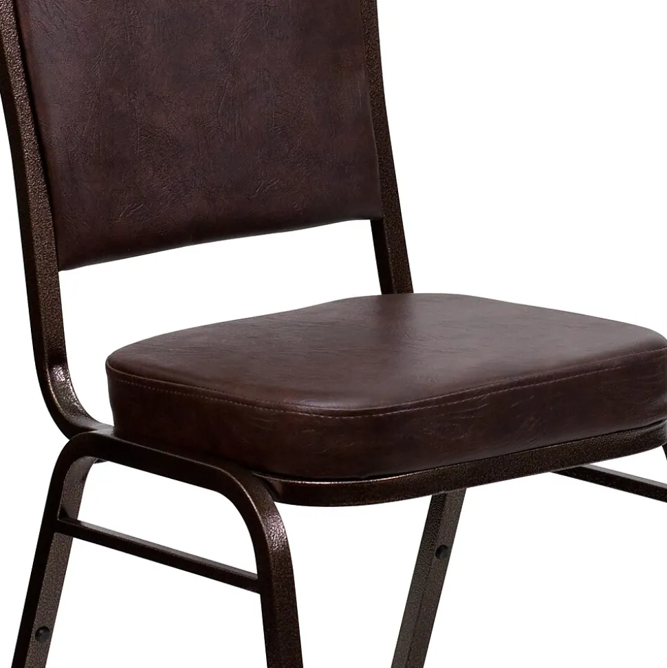 Flash Furniture HERCULES Series Vinyl Banquet Stacking Chair, Brown/Copper Vein Frame, 4 Pack (4FDC01CPRBRNVY)