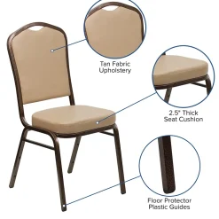 Flash Furniture HERCULES Series Vinyl Banquet Stacking Chair, Tan/Copper Vein Frame, 4 Pack (4FDC01CPRTN)