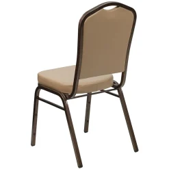 Flash Furniture HERCULES Series Vinyl Banquet Stacking Chair, Tan/Copper Vein Frame, 4 Pack (4FDC01CPRTN)