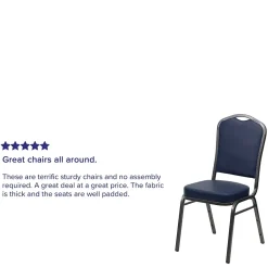 Flash Furniture HERCULES Series Vinyl Banquet Stacking Chair, Navy/Silver Vein Frame, 4 Pack (4FDC01SVNY)