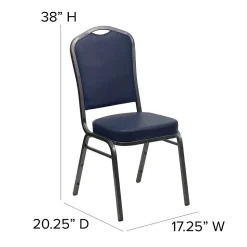 Flash Furniture HERCULES Series Vinyl Banquet Stacking Chair, Navy/Silver Vein Frame, 4 Pack (4FDC01SVNY)